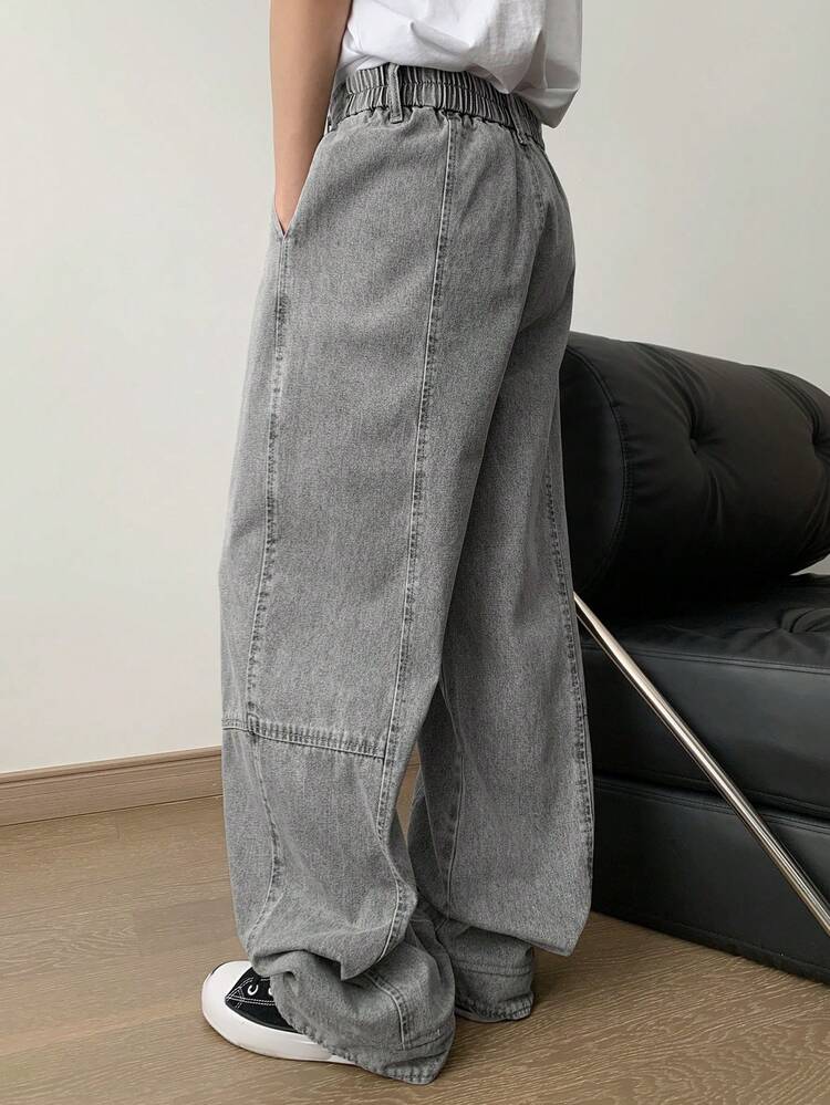 Women's Pleated & Elastic Waist Harem Jeans