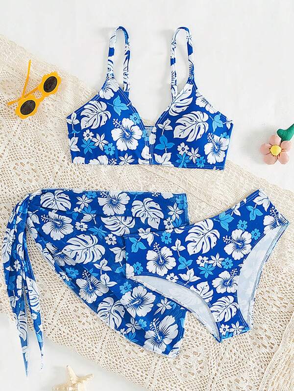 Tween Girls Vest, Panties & Mini Skirt Set, Casual Everyday Swimwear