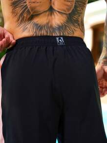 Surfspeed Men's Solid Color Front Tie Casual Beach Pants, Vacation - Black - View 2