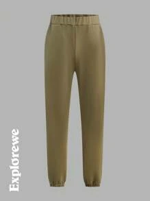 SHEIN Bộ 2 chiếc/Bộ áo nỉ trùm đầu dài tay in chữ "Teen Boy" và quần dài chạy bộ cho bé trai tuổi teen - Màu Tím - Xem 9