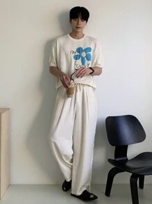 DAZY Men's White Jacquard & Letter Pattern Knit Sweater, Summer - White - View 7