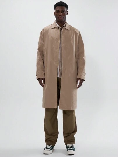 Musero 超大纽扣细节纯色风衣长款外套 春夏衣橱胶囊系列