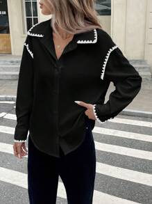 Serisse Áo cánh đơn giản và thời trang cho nữ mặc hàng ngày - màu đen - Xem 8