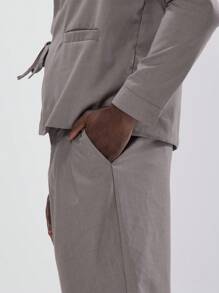 Musero Pleated Straight Leg Suit Trousers - Grey - View 5