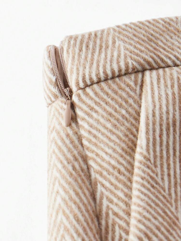 WOMEN'S HERRINGBONE WOOL SKIRT