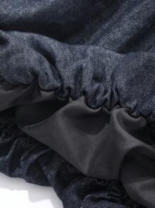 DAZY Women's Off Shoulder Short Sleeve Ruffle Denim Top