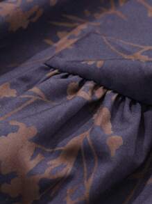 Dazy Petite Plus 碎花V领中长款睡袍，紫色，四季睡衣 - 紫色 - 查看 3