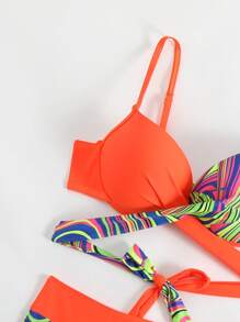 SHEIN Slayr Women's Bikini Set, Beach Bikini With Padded Hard Pads, Color Blocking Summer