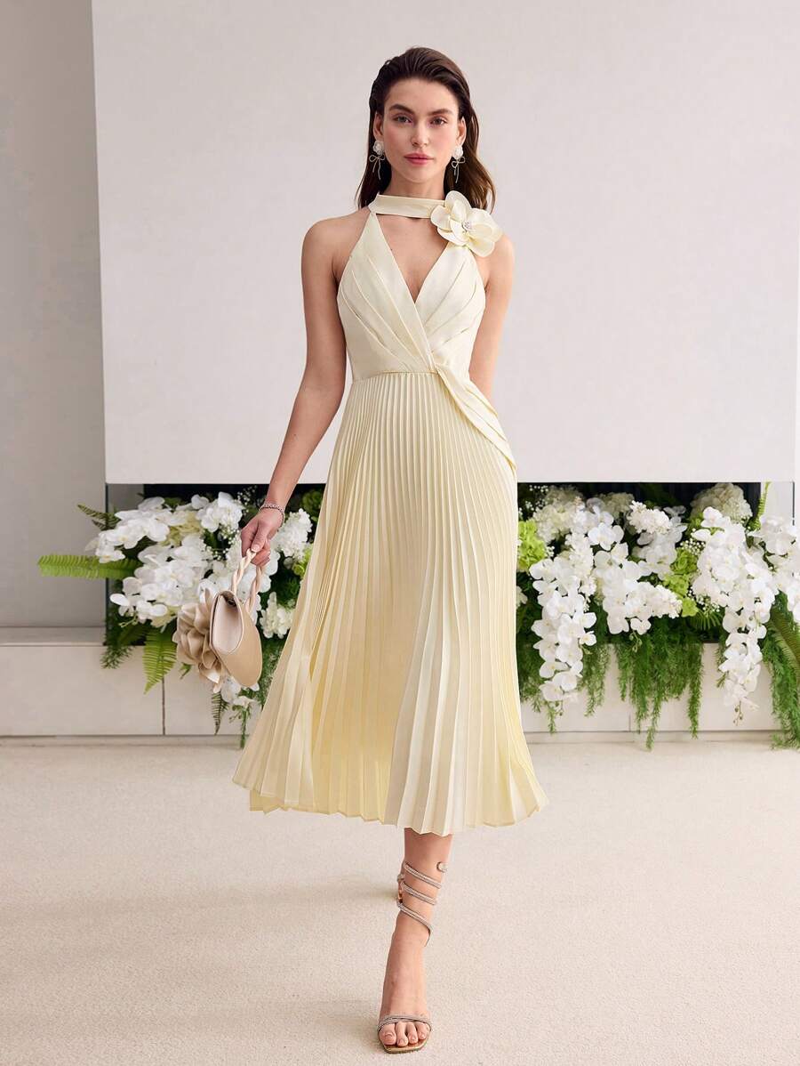 MOTF Soiréza STEREO FLORAL PLEATED COCKTAIL DRESS - Beige - View 1