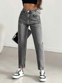 Cottnline 100% Baumwolle hellgraue gerade Jeans