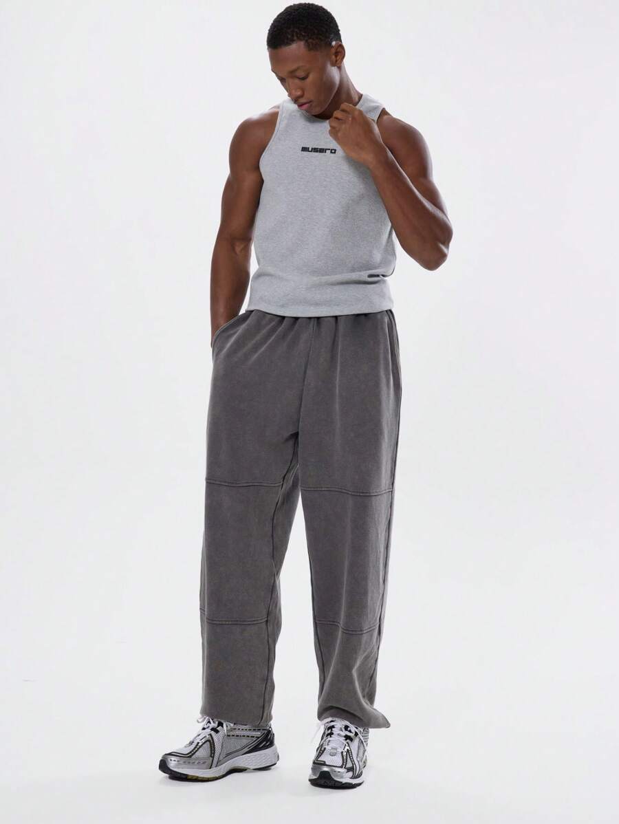 Musero Sleeveless Branded Logo Embossed Tank Top Fitted Tank Top Style Top Spring Summer Essentials Capsule Wardrobe - Grey - View 1