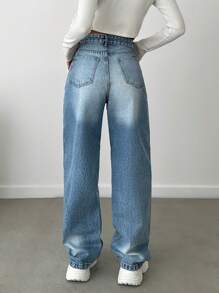 EURMUSE Women's Loose Fit Ripped Pockets Straight Leg Casual Jeans - Light Wash - View 2