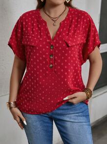 SHEIN LUNE Women's V-Neck Casual Blouse, Elegant & Minimalist Style For Everyday Wear