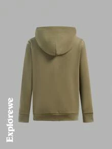 SHEIN Bộ 2 chiếc/Bộ áo nỉ trùm đầu dài tay in chữ "Teen Boy" và quần dài chạy bộ cho bé trai tuổi teen - Màu Tím - Xem 4