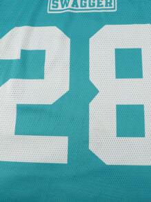 ROMWE MEN Prep Men's Sports Jersey Short Sleeve T-Shirt, Mesh Fabric Patchwork, Summer