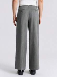 Ontre 男士休闲直筒宽松条纹西装裤，带口袋