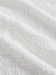 SHEIN MOD 大码女式白色短款飘袖短款上衣连衣裙 - 白色 - 查看 4