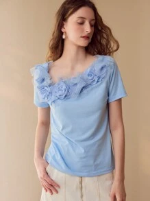 MOTF PREMIUM STEREO FLORAL SHORT SLEEVE T-SHIRT - Blue - View 5