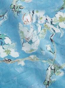 SHEIN MOD 大码夏季复古浪漫杏色花朵印花连衣裙