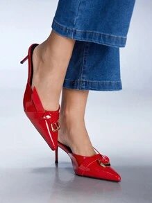 CUCCOO GRLICON Women's Y2K Punk Style High Heel Pumps, Suitable For Motorcycle, Cool Girl, Halloween, Christmas, Party Outfits - Red - View 5