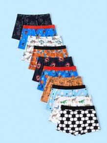 10 Pcs Young Boy Cartoon Print Briefs, Game Controller, Soccer, Football Printed Boxer Shorts - Multicolor - View 2