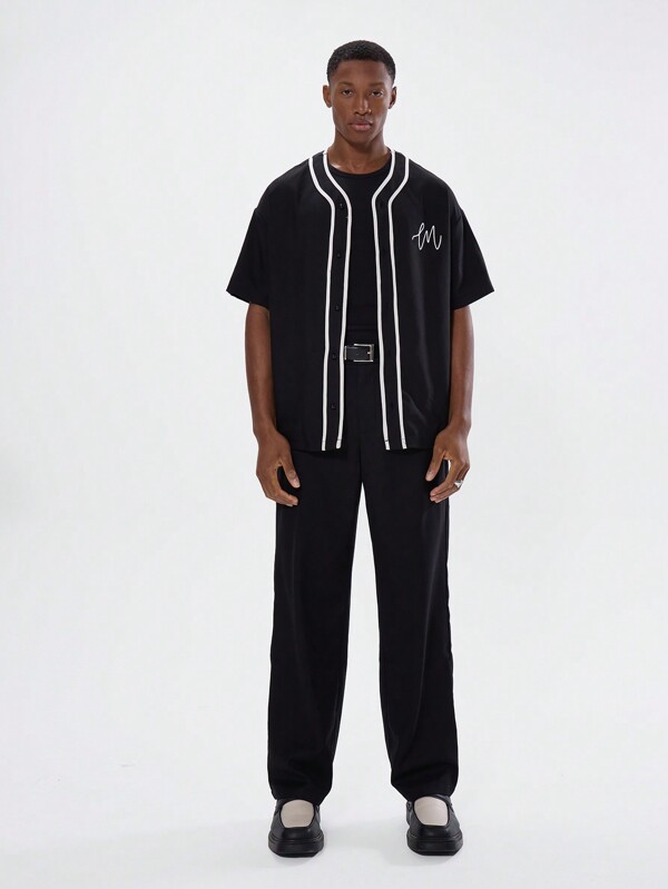 Musero Contrast Embroidery Popper Sports Jersey