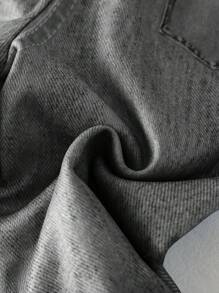 SHEIN 男婴女婴针织宽松裤，女婴宽松直筒针织长裤，女婴户外运动针织长裤，秋冬 - 深灰色 - 查看 8