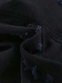 SHEIN 年轻男孩休闲破洞牛仔裤 - 黑色 - 查看 3