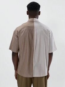 Musero Double Colourway Striped Button Through Short Sleeve Collared Shirt Top Spring Summer Essentials - Multicolor - View 4