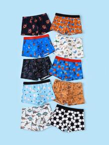 10 Pcs Young Boy Cartoon Print Briefs, Game Controller, Soccer, Football Printed Boxer Shorts - Multicolor - View 4