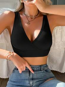 Moonlight & Mama 2pcs Maternity V-Neck Crossover Casual Bras, Solid Color Without Padding  Maternity