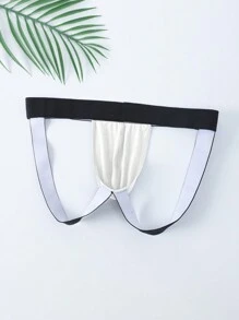 男士弹力柔软性感丁字裤内裤，黑色露臀双丁字裤 - 彩色 - 查看 2