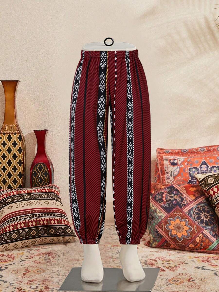 Tween Boy Basis Minimalist Graphic & Totem Printed Pants - Multicolor - View 1