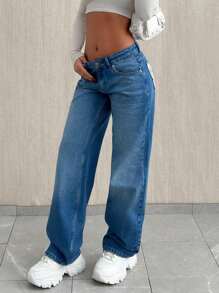 WOMEN LOW WAIST STRAIGHT JEANS - Light Wash - View 5