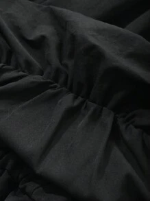 FRIFUL Women's Black A-Line Mini Skirt Balloon Skirt, Summer - Black - View 7