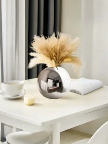 1 Peça Vaso Cerâmico Decoração Doméstica Artesanato, Vaso de Flor Arte Vaso Hidropônico Decoração Doméstica Presentes, Vaso Cerâmico Artesanato Pequena Bola Redonda Vaso Recipiente de Planta Copo Arranjo Floral Decoração Doméstica de Mesa (Prata) - Prata - Visão 5