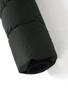 Manfinity Homme Men's Padded Coat With Removable Fur Lining, Cold Proof - Army Green - View 8