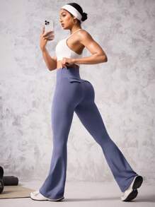 Easithlete Women's High Waist Elastic Sports Pants, Suitable For Running And Fitness - Lilac Purple - View 1