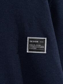 SHEIN Cottnline Men Special Fabric With Label Regular Sweatshirt - Navy Blue - View 5