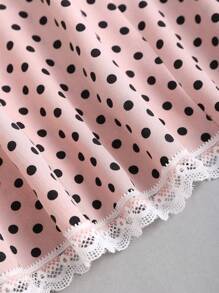 Sweetra Robe femme en ligne A avec taille cintrée, col cranté et imprimé pois bleu, doux et épicé. Printemps et été