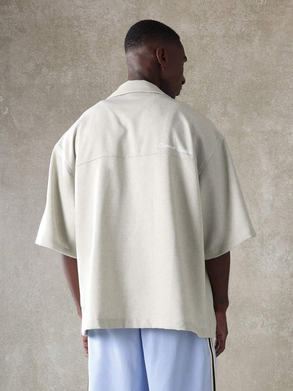 Boxy Fit Linen-Look Casual Short Sleeve Shirt