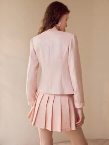 MOTF PREMIUM SINGLE BREASTED WAIST-CINCHED JACKET - Pink - View 3