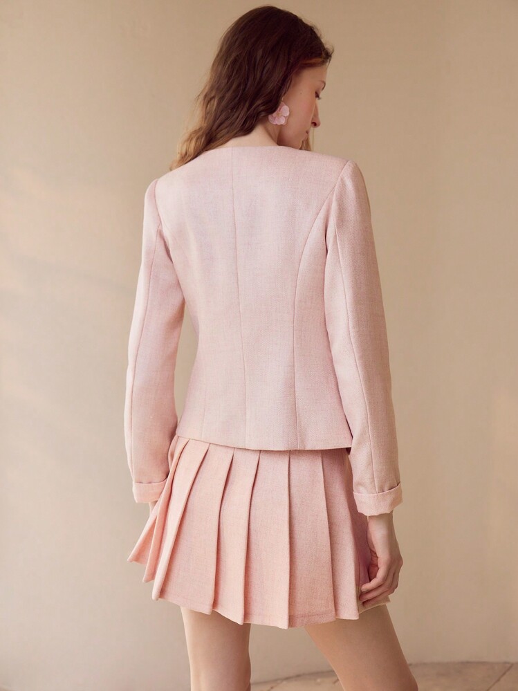 MOTF PREMIUM SINGLE BREASTED WAIST-CINCHED JACKET - Pink - View 2