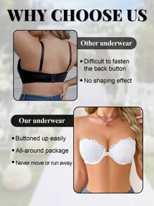 Snug Zone 1pc Strapless Front Closure Underwire Bra With Lift And Support, Suitable For Small Bust, Convertible Wear, Comes With Invisible Shoulder Straps - White - View 3