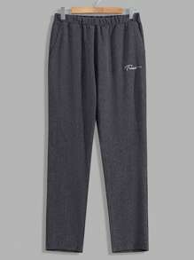 EURMUSE Men Special Fabric With Embriodery Button Front Basic Regular Shirt & Pants Set - Dark Grey - View 7