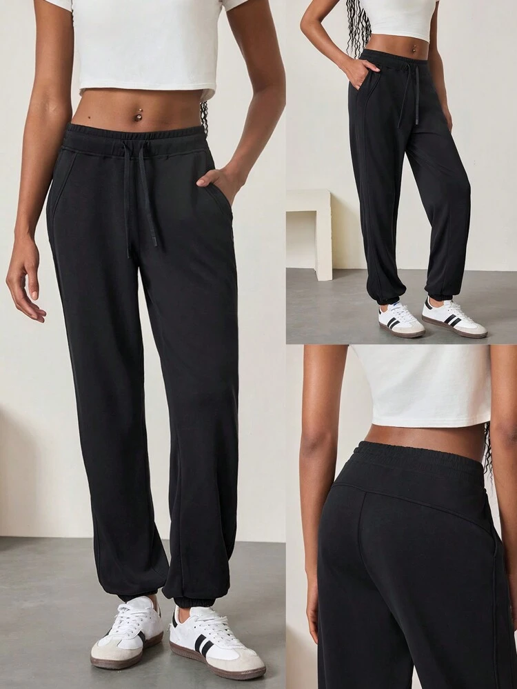 Modal Soft Comfy Loose Fit Adjustable Drawstring Waist Jogger With Side Pockets Daily Casual