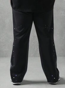 SUMWON Pantalon de survêtement ample avec éclaboussures de peinture, coupe évasée. Bas d'entraînement de mode urbaine, pantalon jogging tout saison. Tenue décontractée pour l'athléisme