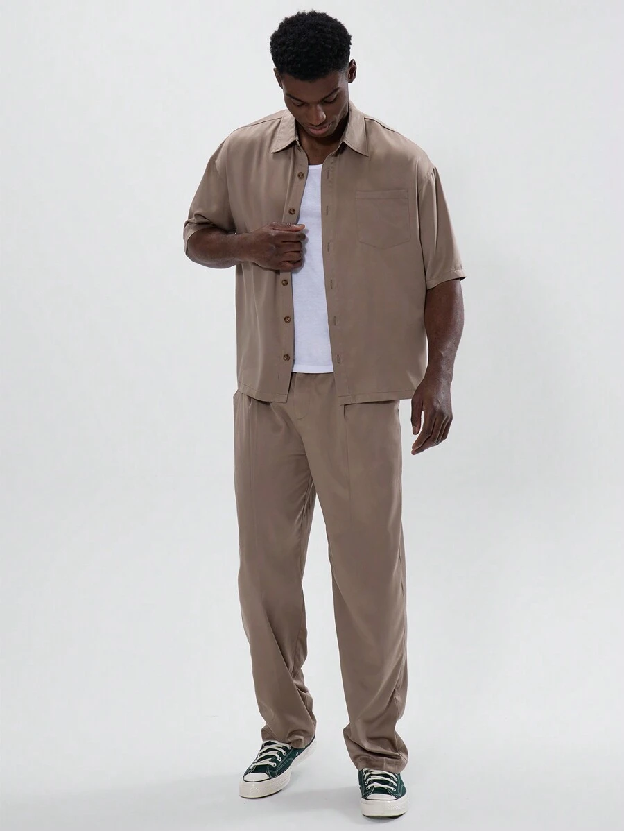 Musero Straight Leg Trousers - Brown - View 1