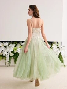 MOTF Soiréza CONTRAST MESH FLOWY COCKTAIL DRESS - Mint Green - View 7