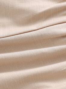 Cozy Pixies 2 件装男婴传统图案立领长袖上衣和松紧腰裤套装 - 卡其色 - 查看 7